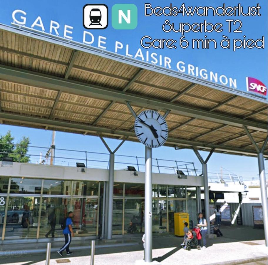 Detente & Jardin By Beds4Wanderlust - Charmant T2 Avec Jardin - Gare Plaisir-Grignon, Versailles 20Km エクステリア 写真